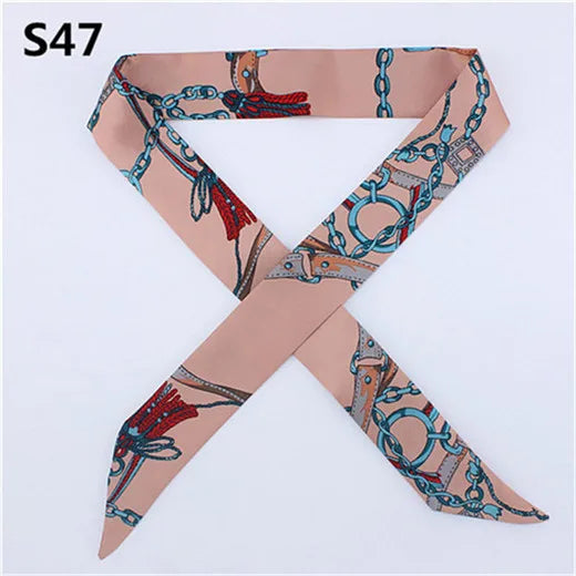 47 Colors Brand Bandana Small Silk Bag Scarf Women Head Hijab Scarf Long Skinny Scarves For Ladies Fashion Headband