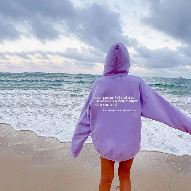 MANYLIYA Free Shipping Autumn Winter Letter Slogan Printed Hoodie Kangaroo Pocket Drawstring Printed Hoodie Couple Hoodie