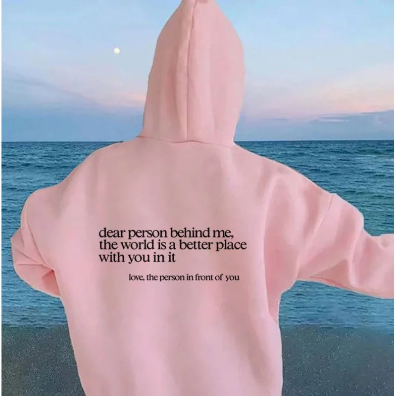 MANYLIYA Free Shipping Autumn Winter Letter Slogan Printed Hoodie Kangaroo Pocket Drawstring Printed Hoodie Couple Hoodie