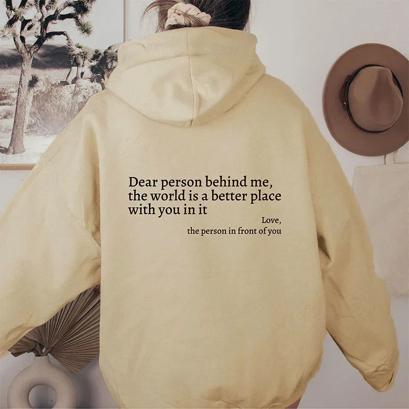 MANYLIYA Free Shipping Autumn Winter Letter Slogan Printed Hoodie Kangaroo Pocket Drawstring Printed Hoodie Couple Hoodie