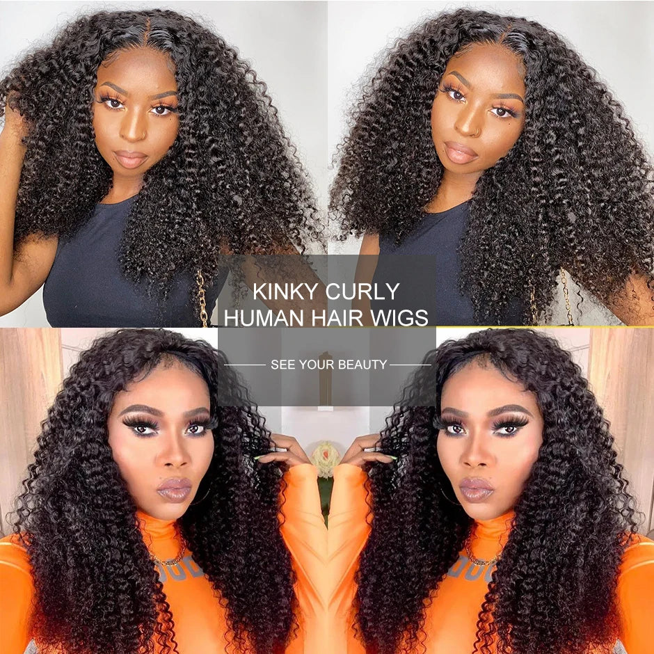 Wear Go Wig ISEE HAIR PreBleached Knots Kinky Curly HD Lace Glueless Human Wigs Ready To Go Pre Cut Lace PrePlucked Hairline Wig
