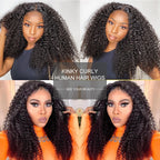 Wear Go Wig ISEE HAIR PreBleached Knots Kinky Curly HD Lace Glueless Human Wigs Ready To Go Pre Cut Lace PrePlucked Hairline Wig