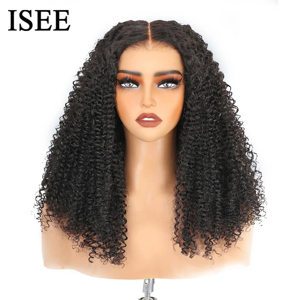 Wear Go Wig ISEE HAIR PreBleached Knots Kinky Curly HD Lace Glueless Human Wigs Ready To Go Pre Cut Lace PrePlucked Hairline Wig