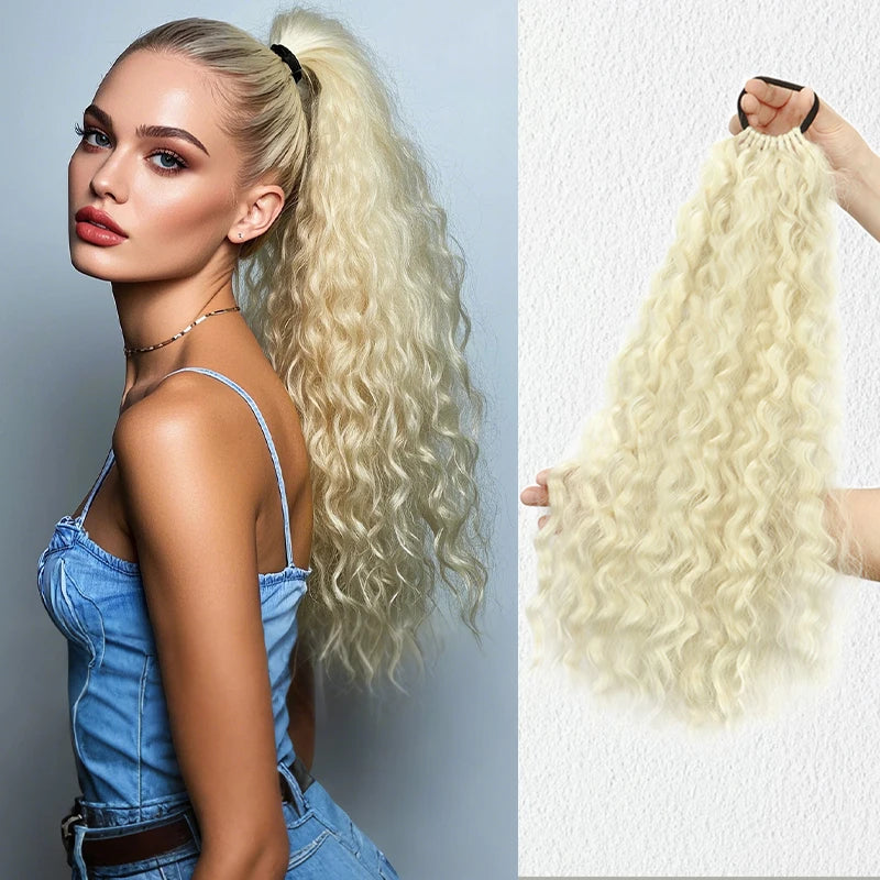 WIGSIN 18Inch Synthetic Long Curly Ponytail With Elastic Hair Rope Hair Extensions Fashionable Daily Use Party Hair Accessories