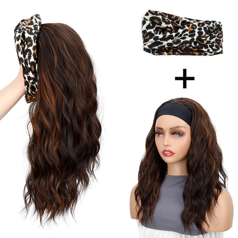 WIGSIN 16Inch Synthetic Short Headband Water Wave Curly Hair Wig for Women Breathable Hair Accessories Fashion Hairpiece