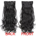 WIGSIN Synthetic 24Inch Long Curly 16 Clips Hair Extension Heat Resistant Fiber Black Brown Hairpiece for Women