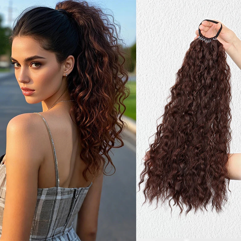 WIGSIN 18Inch Synthetic Long Curly Ponytail With Elastic Hair Rope Hair Extensions Fashionable Daily Use Party Hair Accessories