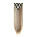 WIGSIN 24Inch 7pcs/set Synthetic 16Clips in Hair Extensions Long Straight Hairstyle Blonde Black Hairpieces for Women