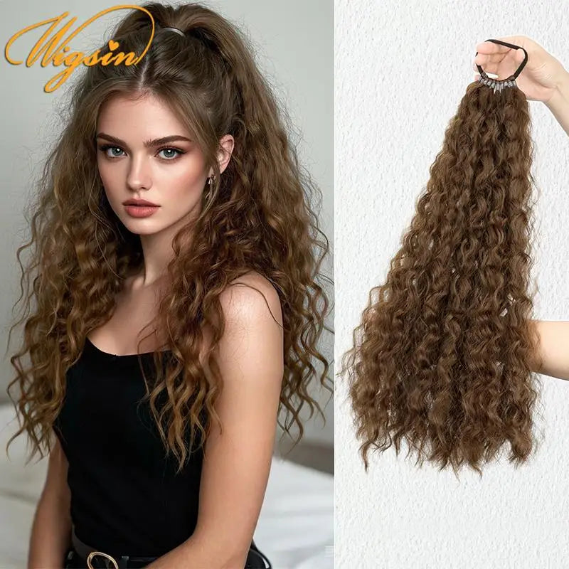 WIGSIN 18Inch Synthetic Long Curly Ponytail With Elastic Hair Rope Hair Extensions Fashionable Daily Use Party Hair Accessories