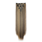 WIGSIN 24Inch 7pcs/set Synthetic 16Clips in Hair Extensions Long Straight Hairstyle Blonde Black Hairpieces for Women