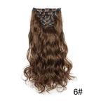 WIGSIN Synthetic 24Inch Long Curly 16 Clips Hair Extension Heat Resistant Fiber Black Brown Hairpiece for Women