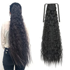 WIGSIN 32Inch Synthetic Long Kinky Curly Ponytail Drawstring Clip In Ponytail Black Blonde Hair Extension for Women