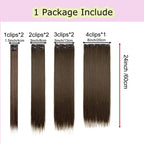 WIGSIN 24Inch 7pcs/set Synthetic 16Clips in Hair Extensions Long Straight Hairstyle Blonde Black Hairpieces for Women