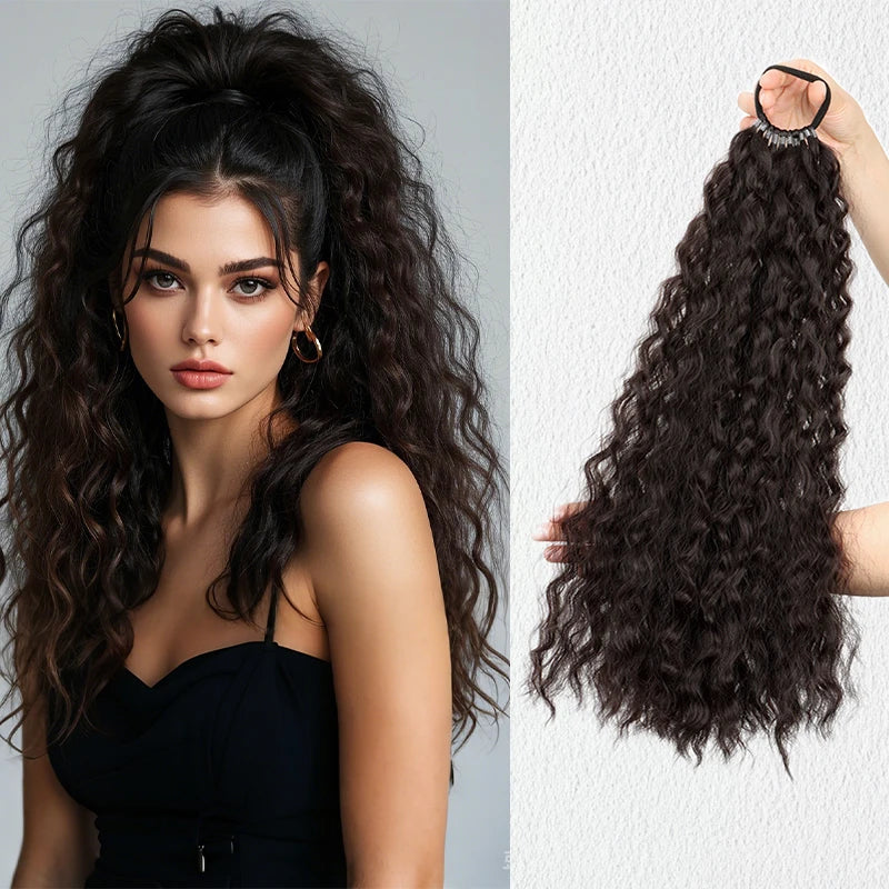 WIGSIN 18Inch Synthetic Long Curly Ponytail With Elastic Hair Rope Hair Extensions Fashionable Daily Use Party Hair Accessories