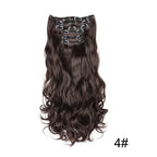 WIGSIN Synthetic 24Inch Long Curly 16 Clips Hair Extension Heat Resistant Fiber Black Brown Hairpiece for Women