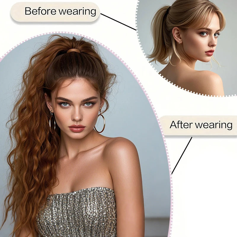 WIGSIN 18Inch Synthetic Long Curly Ponytail With Elastic Hair Rope Hair Extensions Fashionable Daily Use Party Hair Accessories