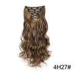 WIGSIN Synthetic 24Inch Long Curly 16 Clips Hair Extension Heat Resistant Fiber Black Brown Hairpiece for Women