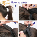 WIGSIN 32Inch Synthetic Long Kinky Curly Ponytail Drawstring Clip In Ponytail Black Blonde Hair Extension for Women