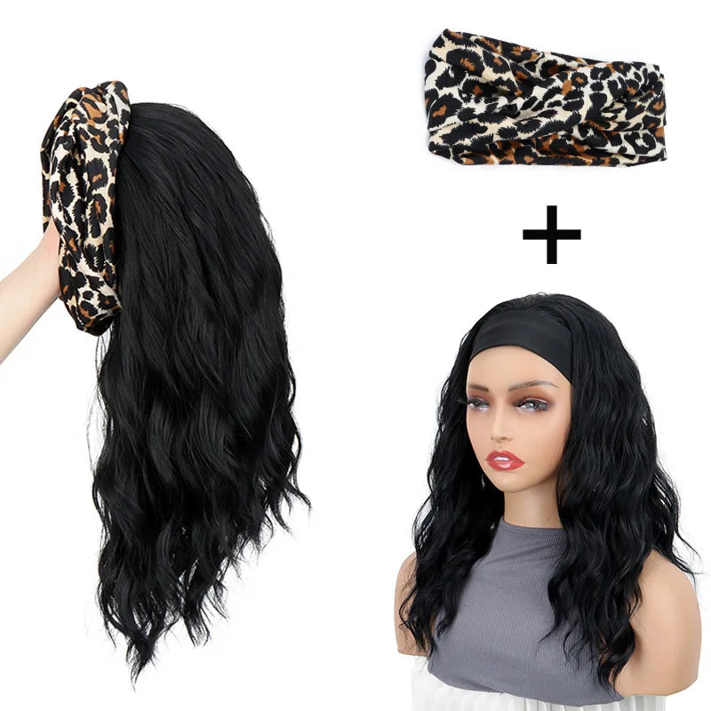 WIGSIN 16Inch Synthetic Short Headband Water Wave Curly Hair Wig for Women Breathable Hair Accessories Fashion Hairpiece