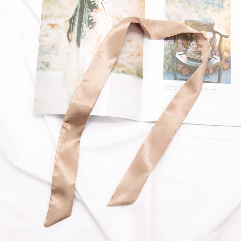 30 Colors Women Narrow Long Scarf 100x4cm Solid Color Chiffon Red Tie Black Bag Ribbon Headband Choker Streamer Lady Accessories