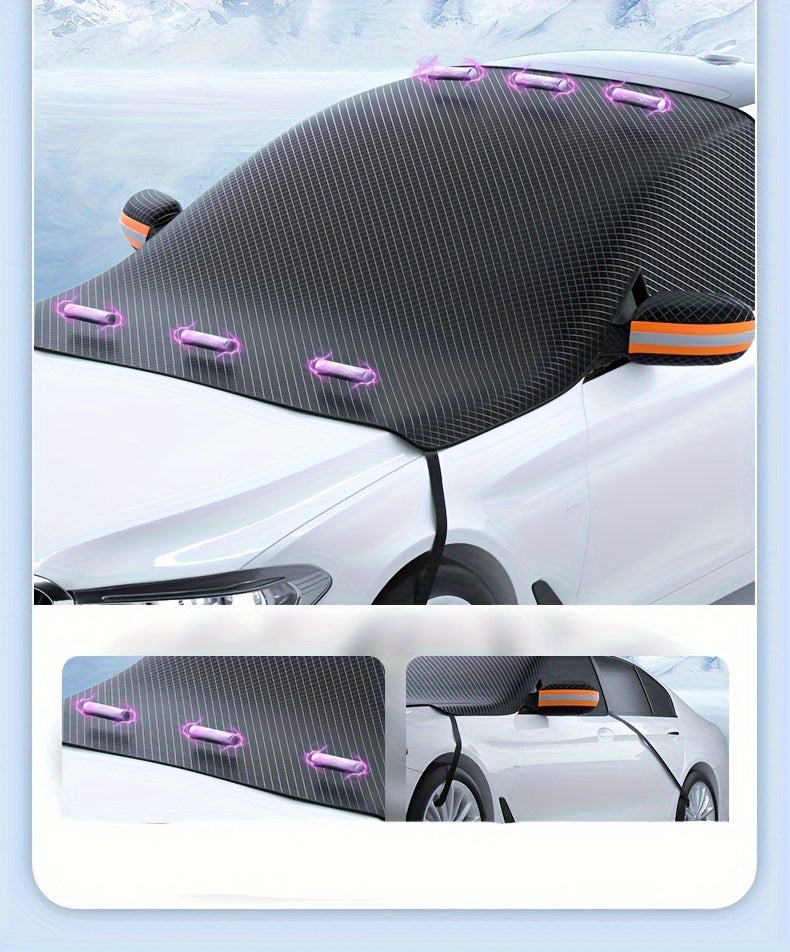 Magnetic Snow Cover for Car Windshield, Oxford Cloth Thickened Antifreeze Sunshade, Heat And Snow Protection