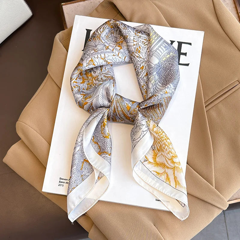 2025 New Fashion 70X70cmPrinted Women's Scarf Pashmina Silk Scarf Square Shawl Decorative Headband Neck Luxury Design Bandana