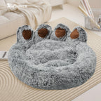 Cute Bear Paw Shaped Dog Bed And Cat Bed, Calm Donut Dog Bed, Warm And Comfortable Soft Dog Round Bed, Plush Dog And Cat Mattress Bed. Give Your Baby A Warm And Comfortable Mattress! with A Pet Scarf