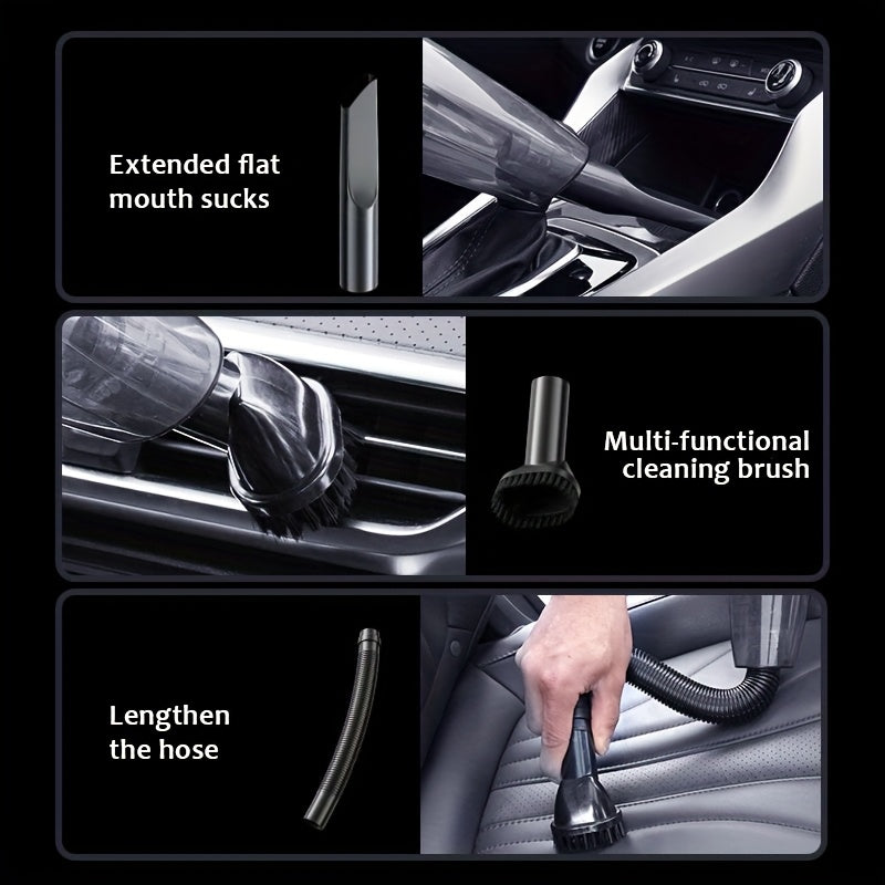 Car Vacuum Cleaner, Handheld Vacuum Cleaner With 4200PA Super Strong Suction, 1800mAh Large Capacity, Low Noise, With Five Matching Accessories For Car Interior Care, Home And Pet Cleaning, Car Accessories For Women Pink Girl