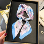 Bohemian Style Print Luxury Brand Silk Square Scarf Women Satin Shawls Neckerchief Wrap Scarves Bandana Hair Hjiab Floral