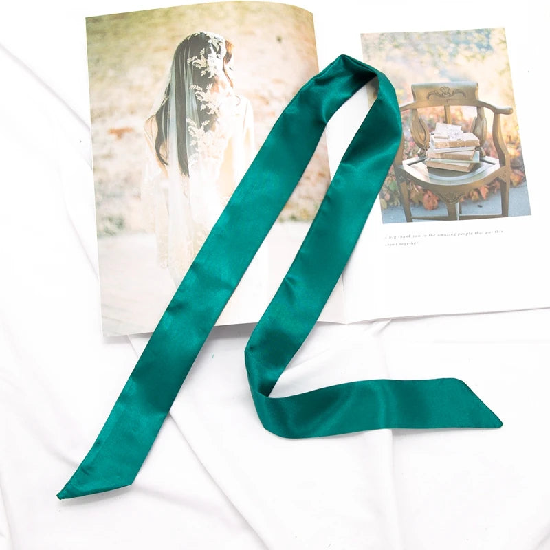 30 Colors Women Narrow Long Scarf 100x4cm Solid Color Chiffon Red Tie Black Bag Ribbon Headband Choker Streamer Lady Accessories