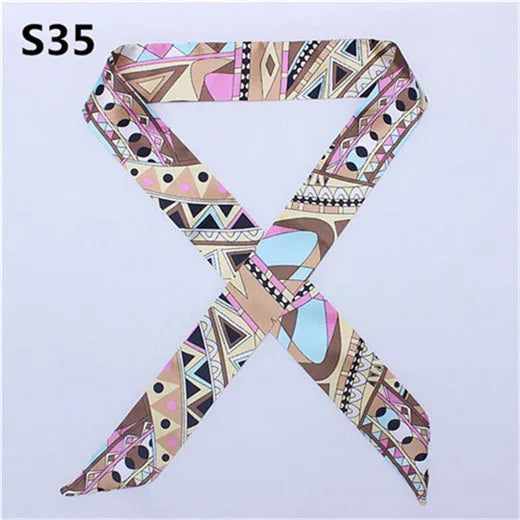 47 Colors Brand Bandana Small Silk Bag Scarf Women Head Hijab Scarf Long Skinny Scarves For Ladies Fashion Headband