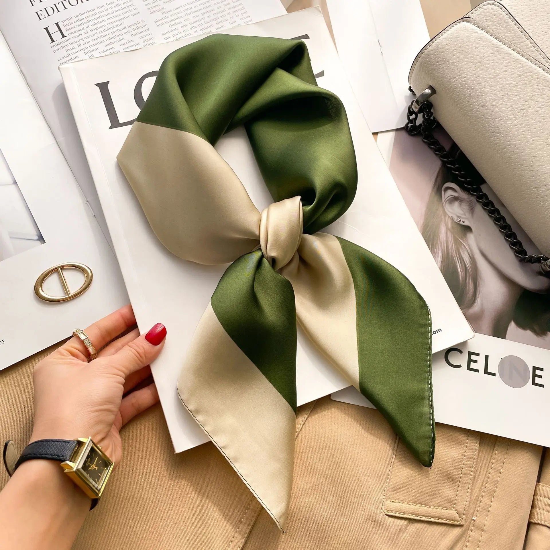 2025 New Fashion 70X70cmPrinted Women's Scarf Pashmina Silk Scarf Square Shawl Decorative Headband Neck Luxury Design Bandana