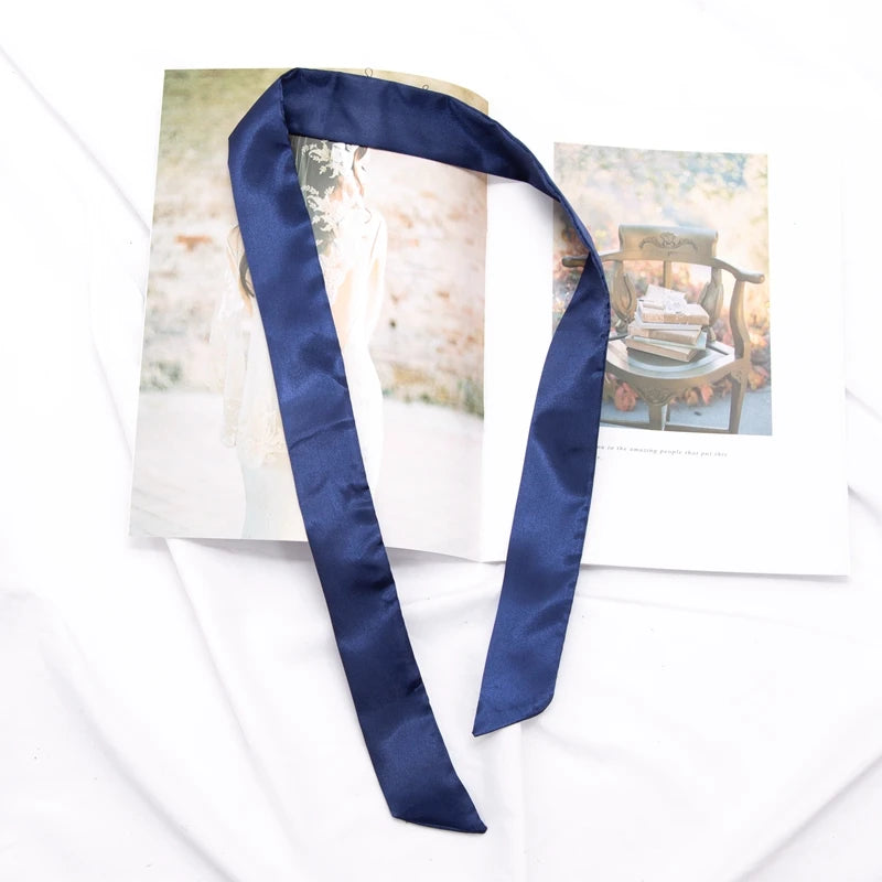 30 Colors Women Narrow Long Scarf 100x4cm Solid Color Chiffon Red Tie Black Bag Ribbon Headband Choker Streamer Lady Accessories