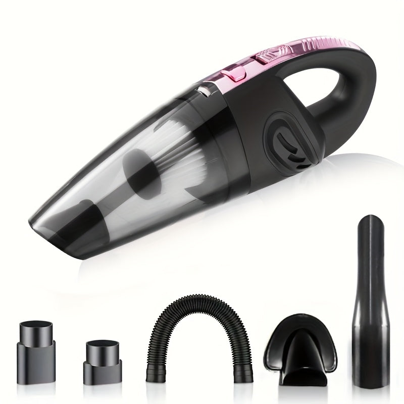 Car Vacuum Cleaner, Handheld Vacuum Cleaner With 4200PA Super Strong Suction, 1800mAh Large Capacity, Low Noise, With Five Matching Accessories For Car Interior Care, Home And Pet Cleaning, Car Accessories For Women Pink Girl