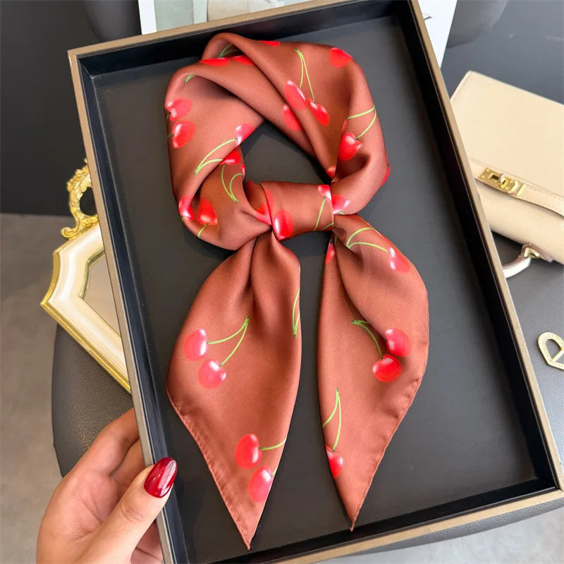 Bohemian Style Print Luxury Brand Silk Square Scarf Women Satin Shawls Neckerchief Wrap Scarves Bandana Hair Hjiab Floral