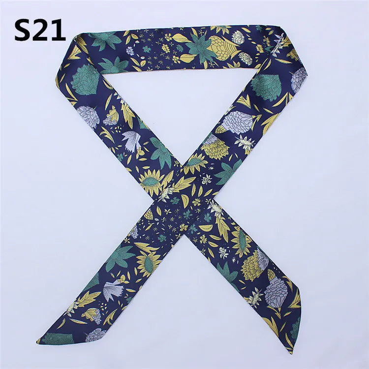 47 Colors Brand Bandana Small Silk Bag Scarf Women Head Hijab Scarf Long Skinny Scarves For Ladies Fashion Headband