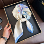 Bohemian Style Print Luxury Brand Silk Square Scarf Women Satin Shawls Neckerchief Wrap Scarves Bandana Hair Hjiab Floral