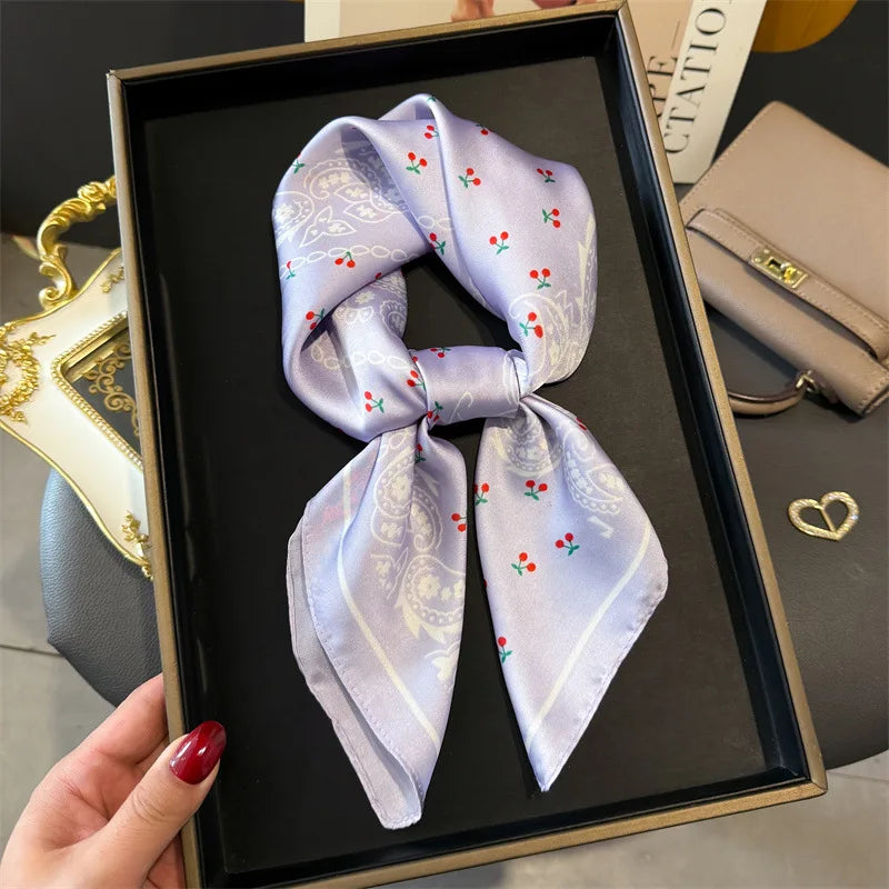 Bohemian Style Print Luxury Brand Silk Square Scarf Women Satin Shawls Neckerchief Wrap Scarves Bandana Hair Hjiab Floral