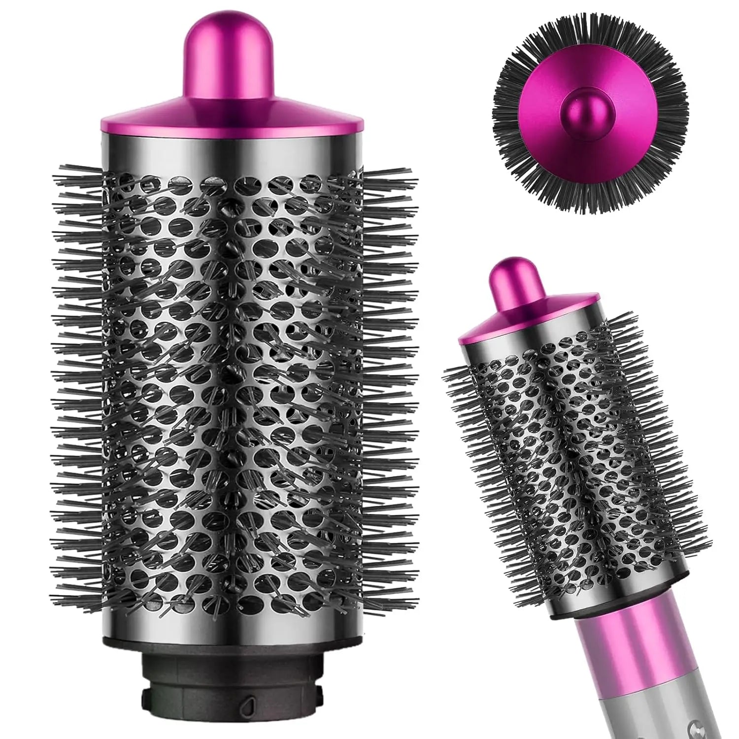 Large Round Volumizing Brush for Dyson Airwrap Attachments, Nickel/Copper, Bigger Oval Volumizer for Fluffy Styling