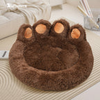 Cute Bear Paw Shaped Dog Bed And Cat Bed, Calm Donut Dog Bed, Warm And Comfortable Soft Dog Round Bed, Plush Dog And Cat Mattress Bed. Give Your Baby A Warm And Comfortable Mattress! with A Pet Scarf