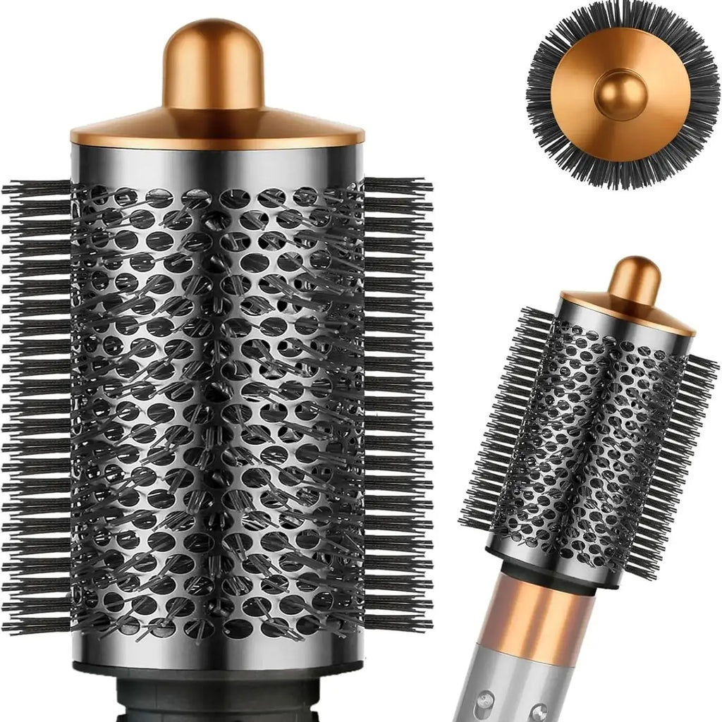 Large Round Volumizing Brush for Dyson Airwrap Attachments, Nickel/Copper, Bigger Oval Volumizer for Fluffy Styling