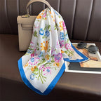 Bohemian Style Print Luxury Brand Silk Square Scarf Women Satin Shawls Neckerchief Wrap Scarves Bandana Hair Hjiab Floral