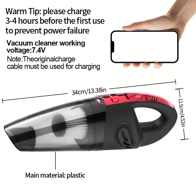 Car Vacuum Cleaner, Handheld Vacuum Cleaner With 4200PA Super Strong Suction, 1800mAh Large Capacity, Low Noise, With Five Matching Accessories For Car Interior Care, Home And Pet Cleaning, Car Accessories For Women Pink Girl