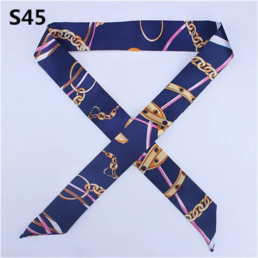 47 Colors Brand Bandana Small Silk Bag Scarf Women Head Hijab Scarf Long Skinny Scarves For Ladies Fashion Headband