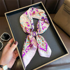 Bohemian Style Print Luxury Brand Silk Square Scarf Women Satin Shawls Neckerchief Wrap Scarves Bandana Hair Hjiab Floral