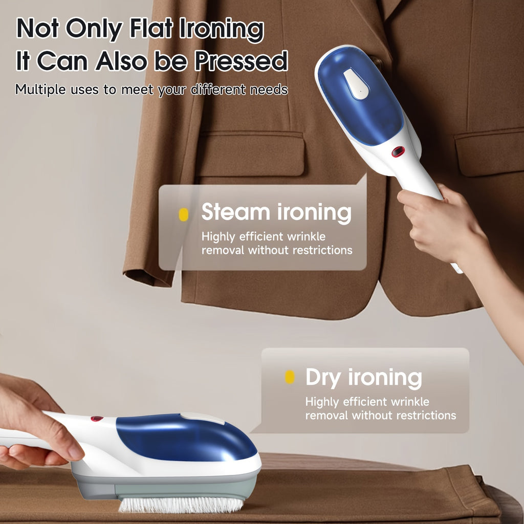 [1pc Handheld Steamer Iron] 1pc Handheld Steamer Iron - Powerful Steam, Compact & Portable, Wrinkle Removal for Clothes, Ideal for Home, Office, Travel, US Plug, 110-130V, White & Blue, Garment Care, Modern, Durable, Ironing
