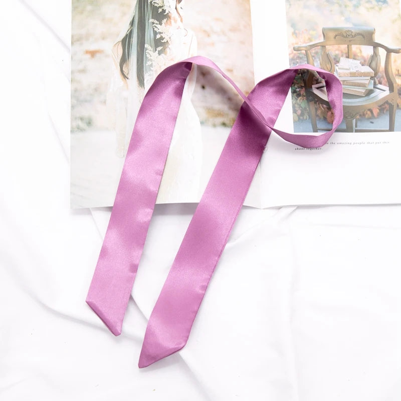30 Colors Women Narrow Long Scarf 100x4cm Solid Color Chiffon Red Tie Black Bag Ribbon Headband Choker Streamer Lady Accessories