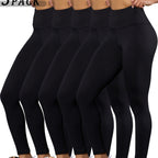 5 Pack Super Soft Leggings for Women, High Waisted Tummy Control No See Through Workout Yoga Running Pants Leggings
