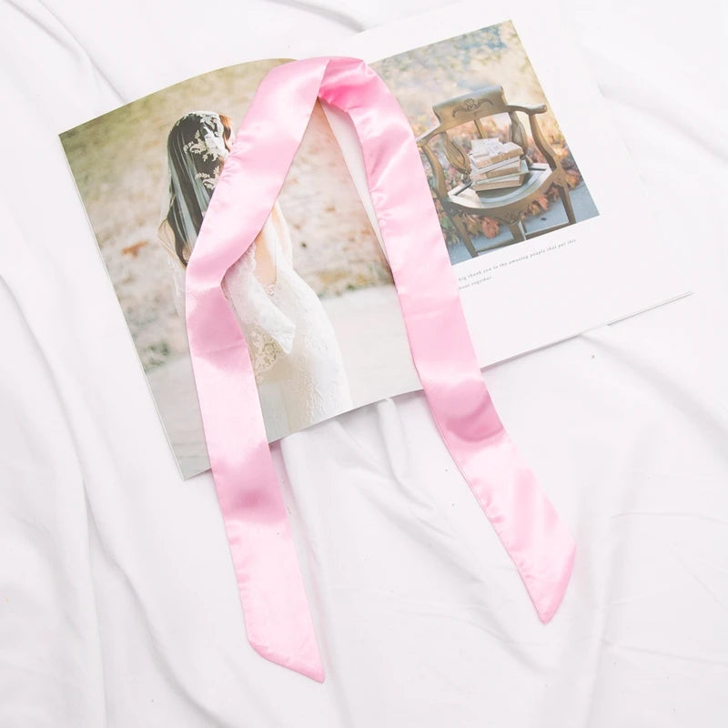 30 Colors Women Narrow Long Scarf 100x4cm Solid Color Chiffon Red Tie Black Bag Ribbon Headband Choker Streamer Lady Accessories