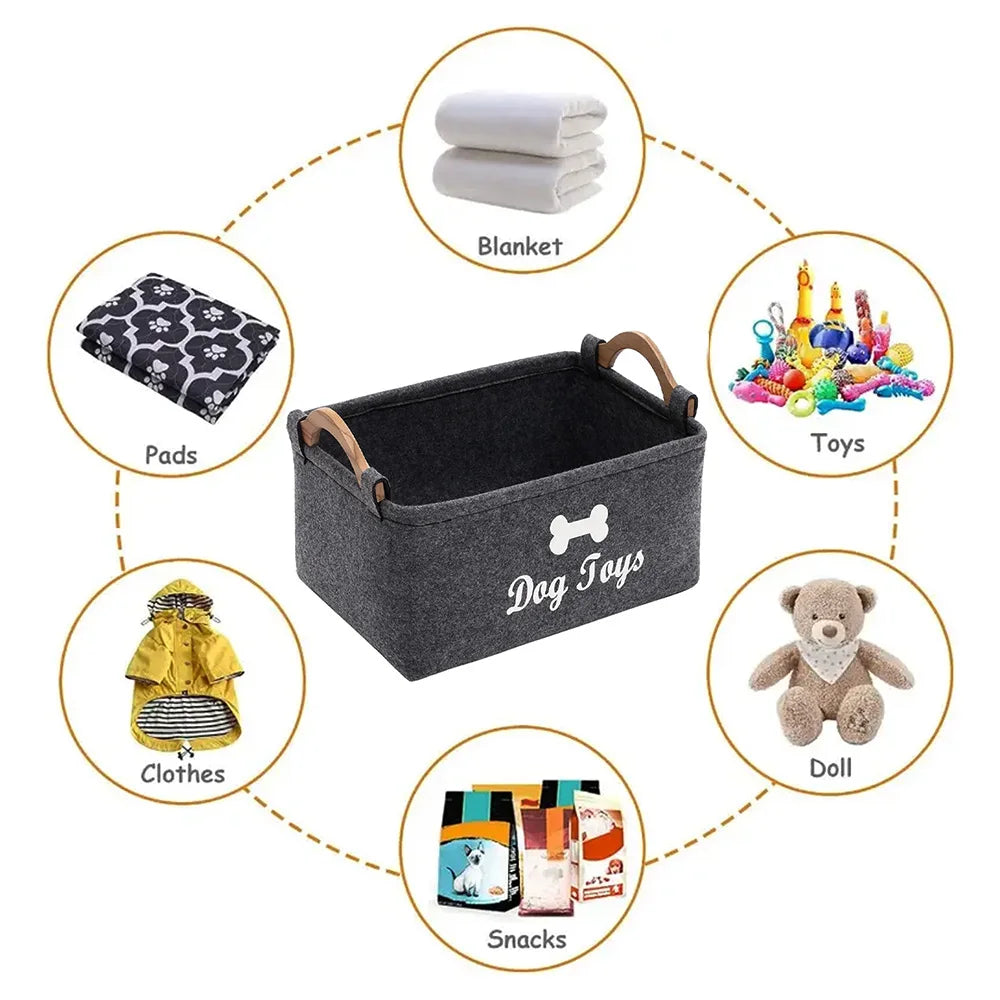 Pet Toy Box Felt Cat and Dog Toy Box Personalized Toy Organizer Box Toy Storage Box Clothes Storage Box Collar Storage
